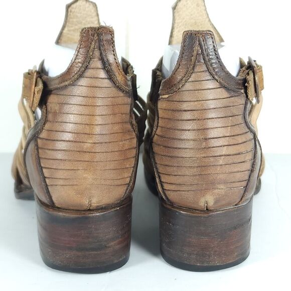 FREEBIRD BY STEVEN Women's Arrow US9 Tan Distressed Leather Strappy Sandals - Picture 9 of 16